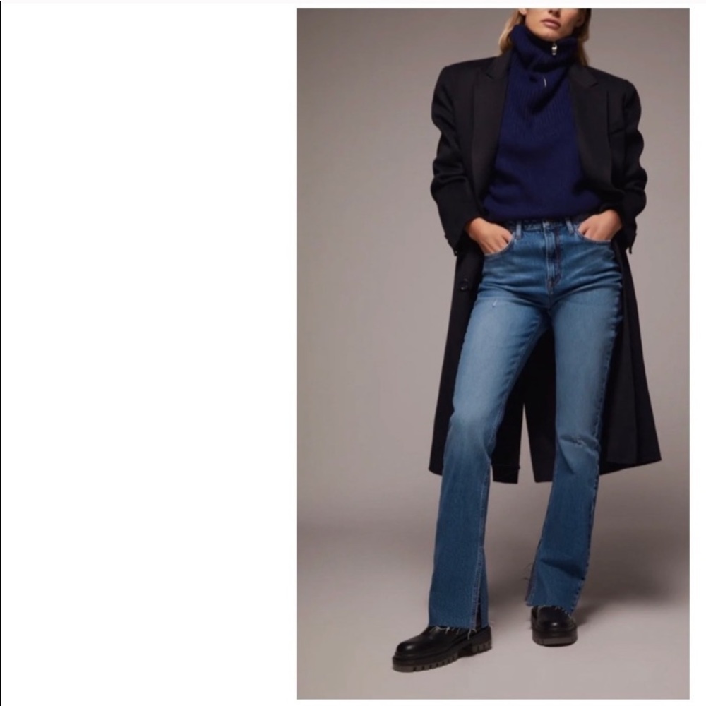 Zara Slim Flare Jeans With Hem Vents